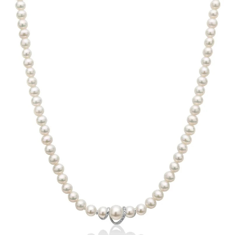 Collier con Perle 5.5mm, Perla 8mm e Diamanti PCL5742V