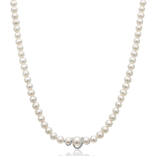 Collier con Perle 5.5mm, Perla 8mm e Diamanti PCL5742V