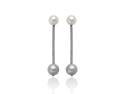 Orecchini con Perle Grigie 8mm Perle Bianche 7mm PER2345