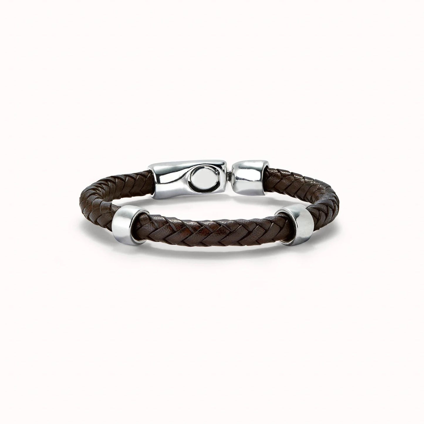 Bracciale Uomo Cuoio Intrecciato Argentato Sterling PUL2459MARMTL