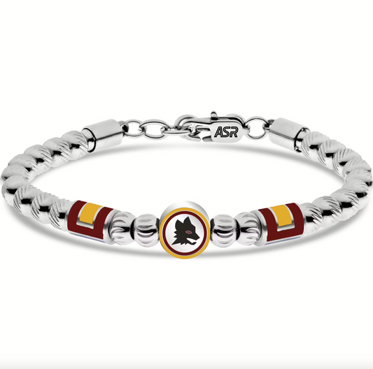 Bracciale Uomo A.S. Roma in Acciaio e Rosso B-RB013UAG