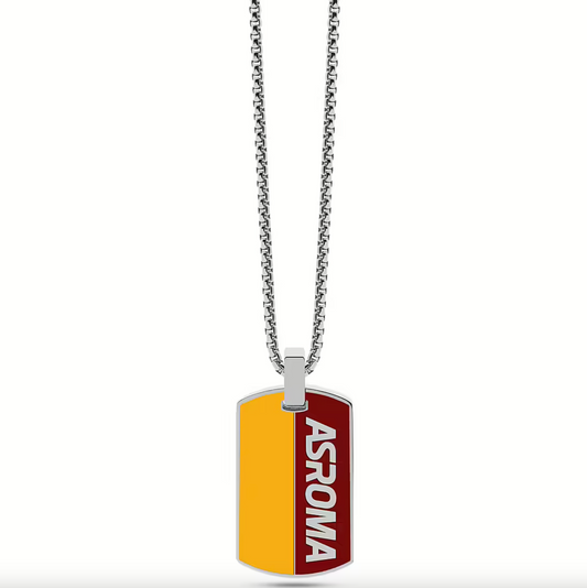 Collana Uomo A.S. Roma Acciaio, Rosso e Giallo B-RC010UAS