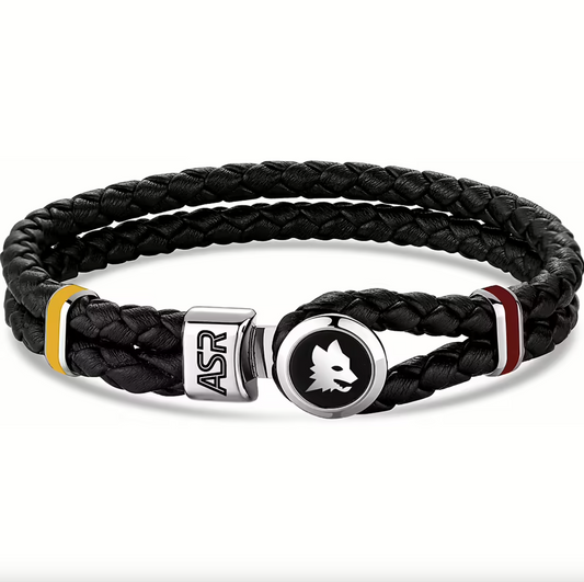 Bracciale Uomo A.S. Roma Acciaio con Cordino B-RB017UCN