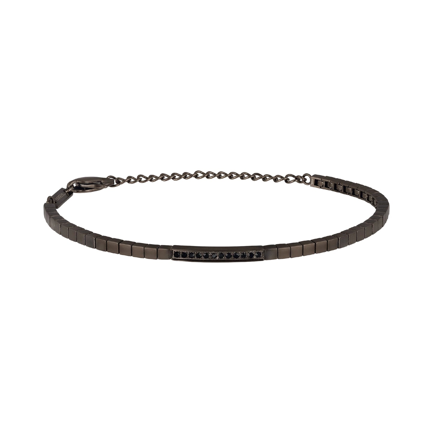 Bracciale Uomo B Tale Acciaio Ip Gun e Cristalli Neri TJ2960