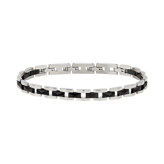 Bracciale Uomo Ceramic Brick in Acciaio e Nero TJ3368