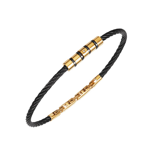 Bracciale Uomo Loop Nero e Dorato TJ3437