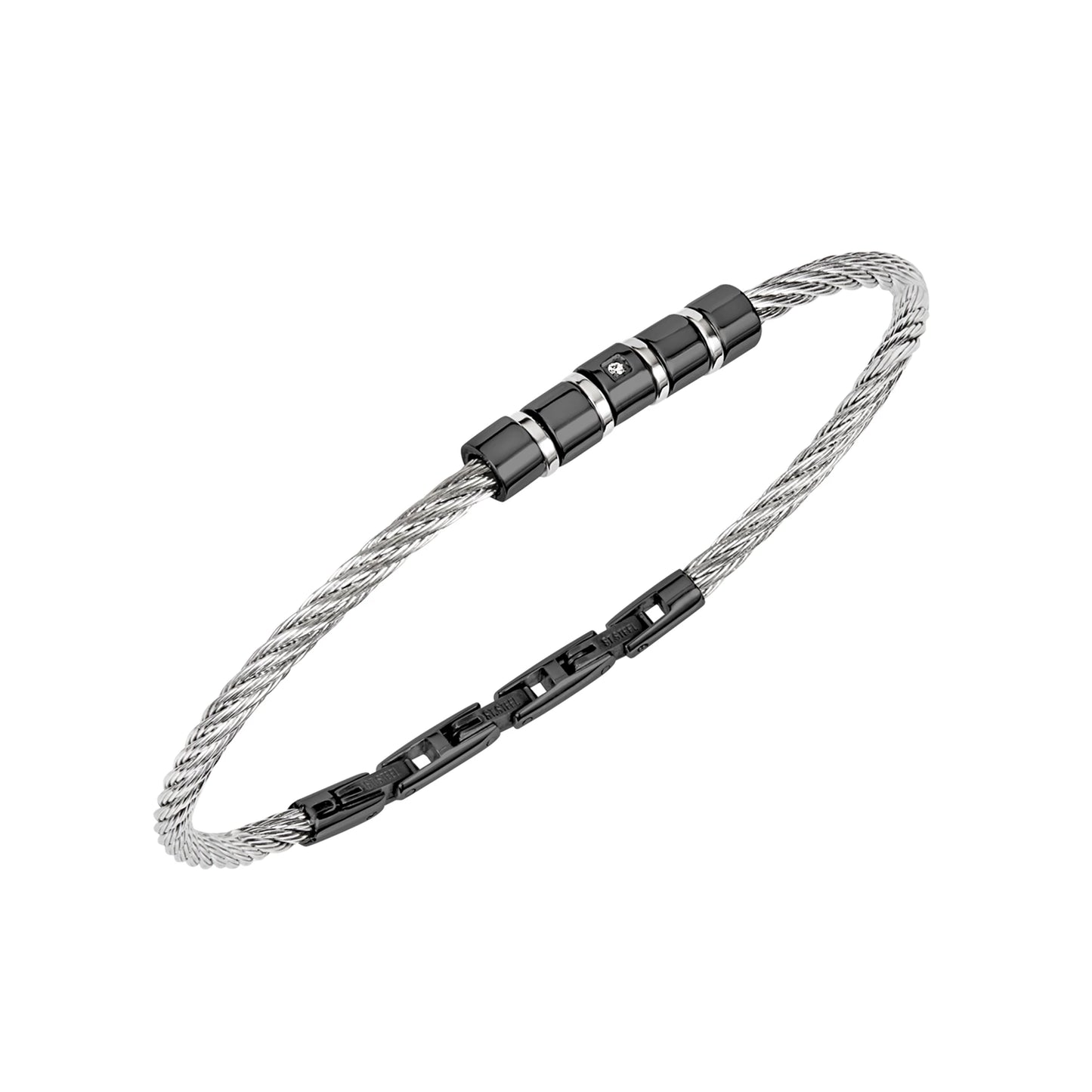 Bracciale Uomo Loop Acciaio e Nero TJ3438