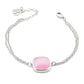 Bracciale Rodiato con Doppia Catena e Cristallo Grande Rosa Baby XB1009R