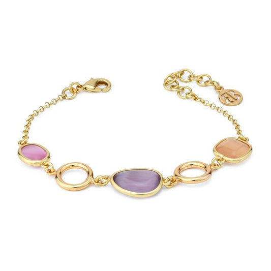 Bracciale Dorato con Cristalli Multicolor e Moduli Circolari XB1016DP