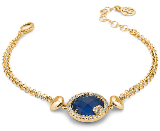 Bracciale Dorato con Cristallo Blu e Zirconi XBR978DB