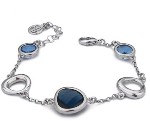 Bracciale a Moduli con Cristalli Blu Montana e Blu Sky XBR982B