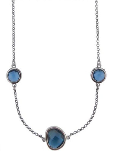 Collana Lunga con Cristalli Color Blu Sky e Blu Montana XGR680B