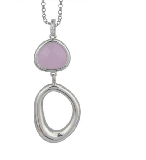 Collana con Elementi Pendenti e Cristallo Quarzo Rosa XGR682R