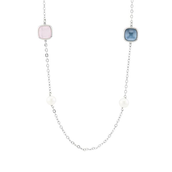 Collana con Cristalli Medi Rosa Baby, Acquamarina e Perle XGR714