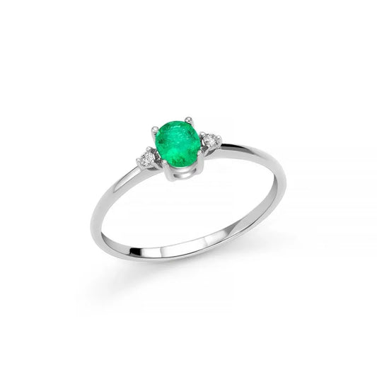 Anello Gemme Preziose con Smeraldo e Diamanti LID3647