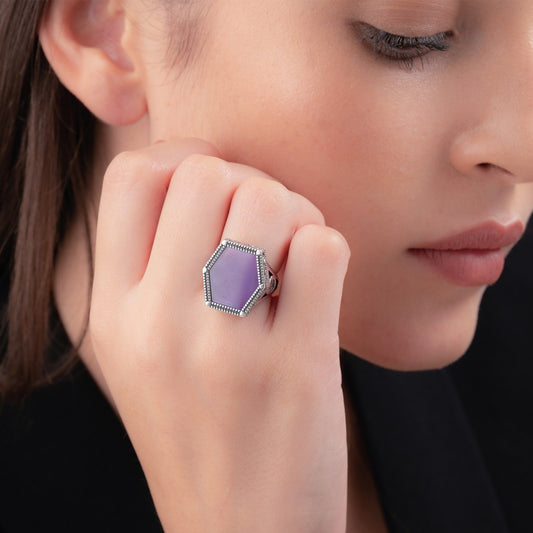 Anello in Argento e Pietra Viola 28023vi