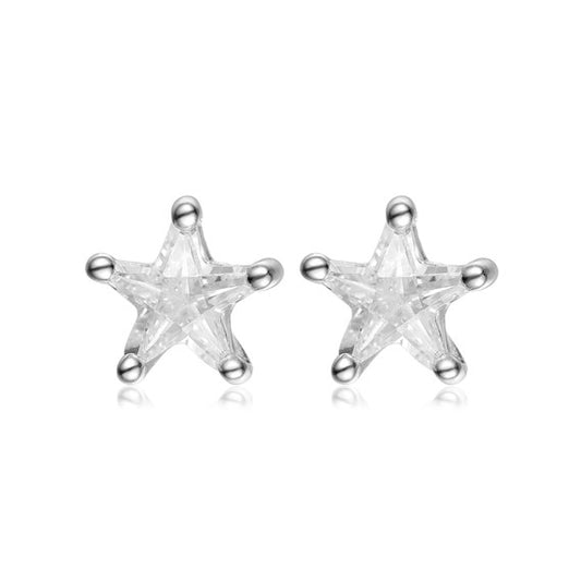 Pendientes plata 925 rodio circonita estrella blanca 5 mm EVOR04000305