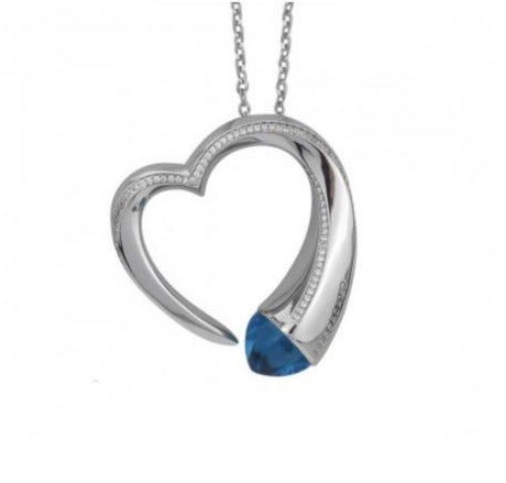 Collana con Cuore Pendente e Cristallo Acquamarina KGR030M