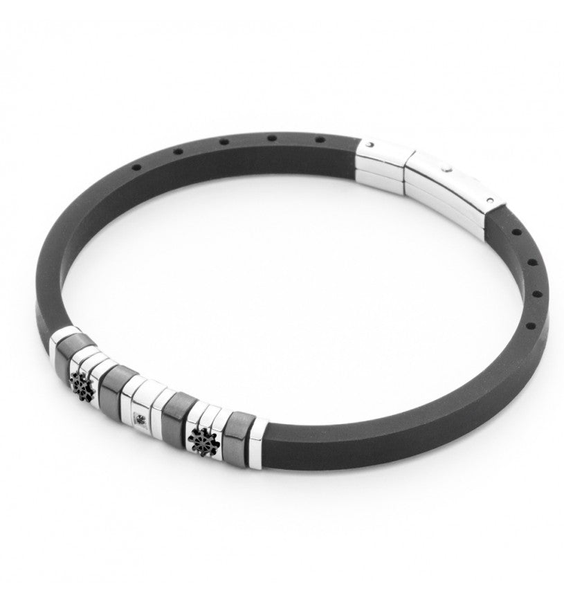 Bracciale Uomo 4US in Gomma nera e Acciaio 4UBR5041