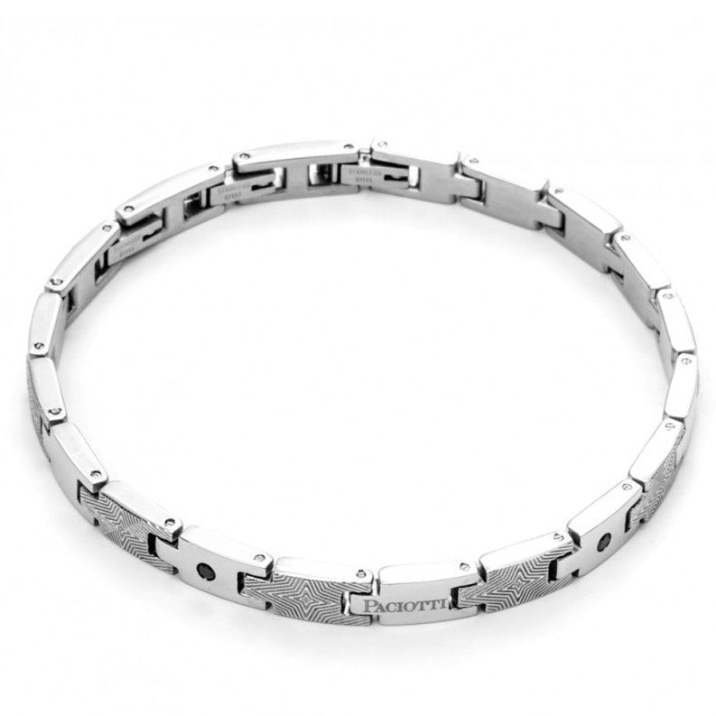 Bracciale Uomo 4US in Acciaio con Zirconi Neri 4UBR5101