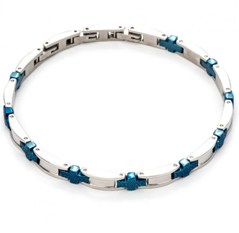 Bracciale Uomo 4US in Acciaio con Inserti Blu 4UBR5104