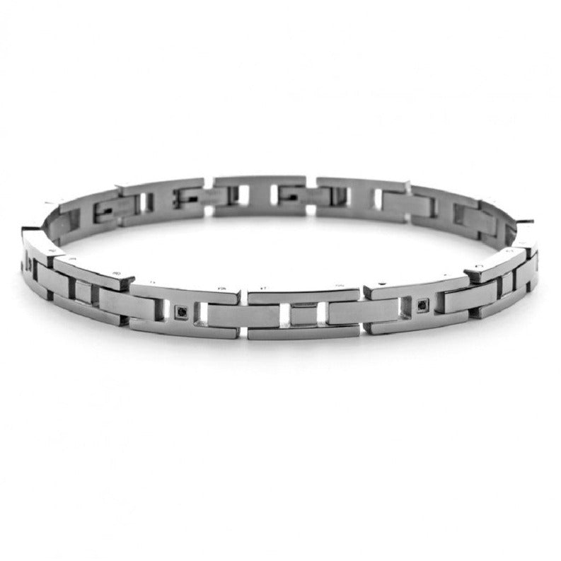 Bracciale Uomo 4US in Acciaio con Zirconi Neri 4UBR5980