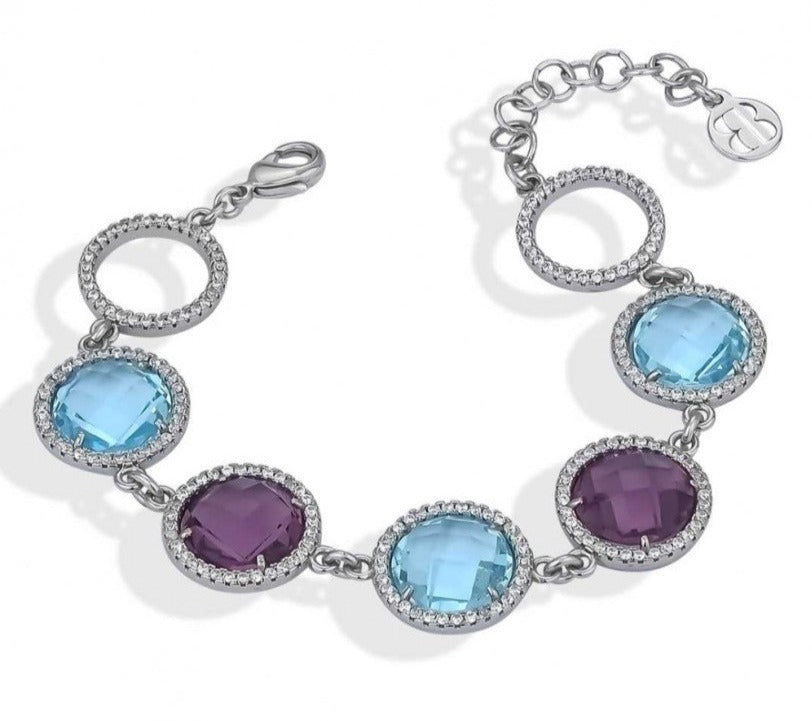 Bracciale Sharada con Cristalli Acquamarina e Ametista XBR955