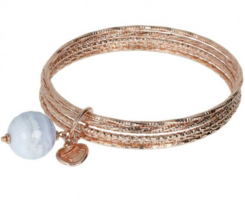 Bracciale Rosato Variegata con Sfera Agata Blue Lace WSBZ01386.BLA