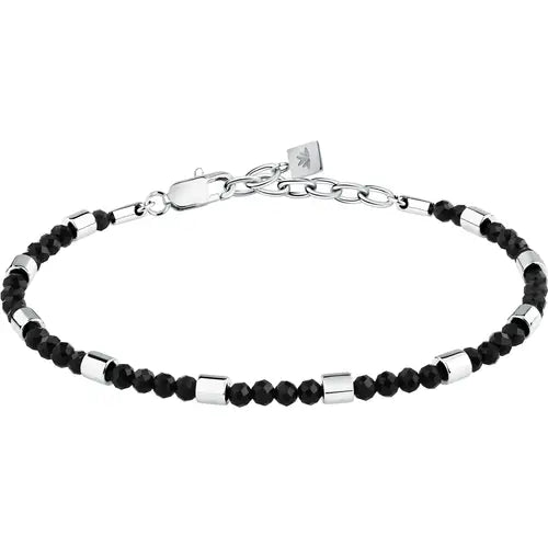 Bracciale Uomo Acciaio con Pietre Agata Nera S1734