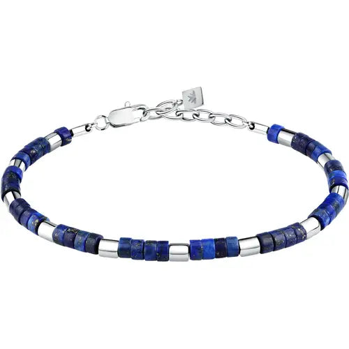 Bracciale Uomo Pietre Acciaio con Pietre Blu S1736