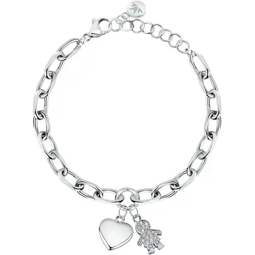 Bracciale Talismani in Acciaio con Cuore e Bambina SAGZ21