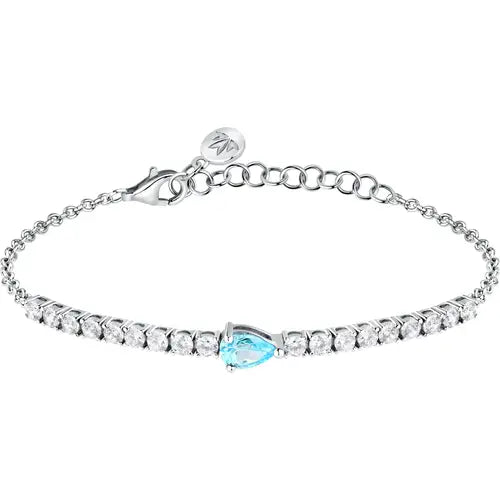 Bracciale Tesori Tennis con Pietra a Goccia Azzurra SAIW200