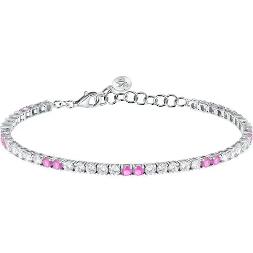 Bracciale Tesori Tennis con Zirconi Bianchi e Rosa SAIW227