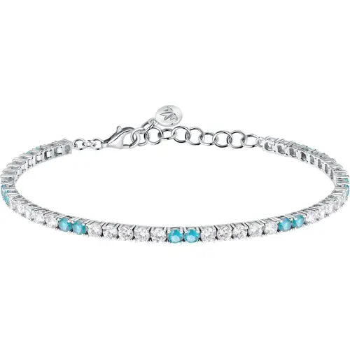 Bracciale Tesori Tennis con Zirconi Bianchi e Azzurri SAIW228