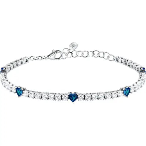 Bracciale Tesori Tennis con Zirconi Bianchi e Blu a Cuore SAIW234