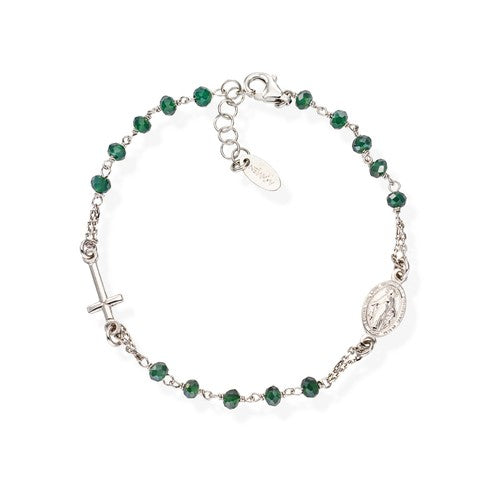 Bracciale Rosario con Cristalli Verde Bottiglia BROBVB3