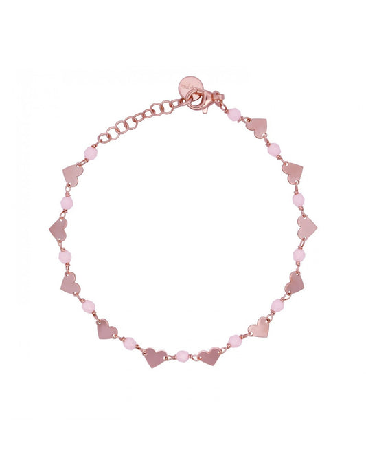 Bracciale Rosato con Cuori e Pietre Rosa BR-016 AM3