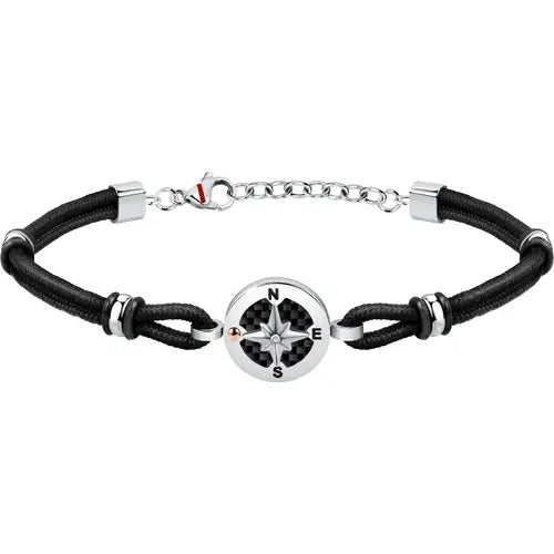 Bracciale Uomo Marine Acciaio e Nero con Rosa dei Venti SAGJ31