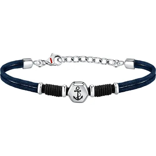 Bracciale Uomo Marine Acciaio, Nero e Blu con Ancora SAGJ33