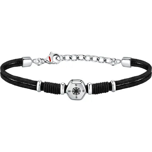 Bracciale Uomo Marine Acciaio e Nero con Rosa dei Venti SAGJ34