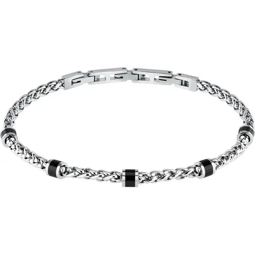 Bracciale Uomo Premium Acciaio e Nero SAVK10