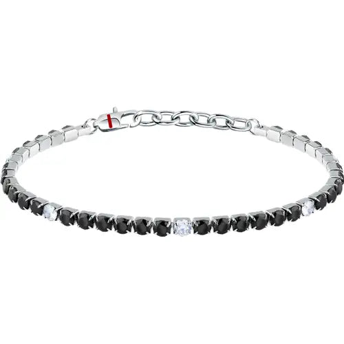 Bracciale Uomo Tennis con Cristalli Neri e Bianchi SANN50