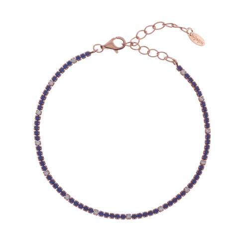 Bracciale Tennis Mania Rosè con Zirconi Blu e Bianchi BT1RBLB17