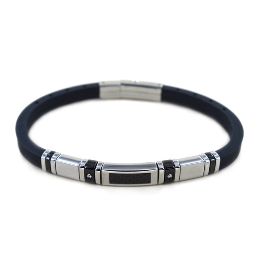 Bracciale Uomo HiTeck Acciaio e Caucciù Blu UHB095