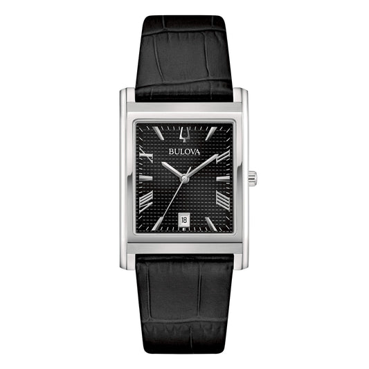 Orologio Uomo Classic Classic Rectangle Acciaio e Nero 96B445