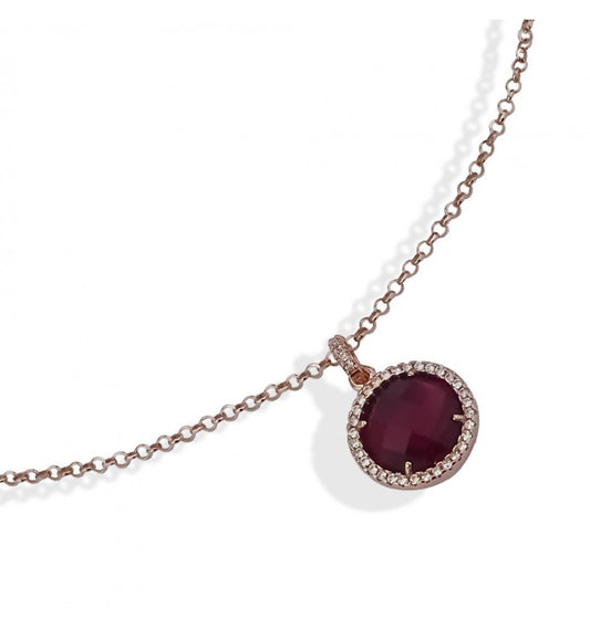 Collana Sharada Rosata con Cristallo Rosso Tormalina XGR651RS