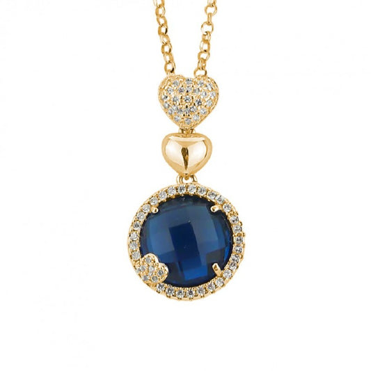 Collana Sharada Dorata con Cristallo Blu XGR676DB