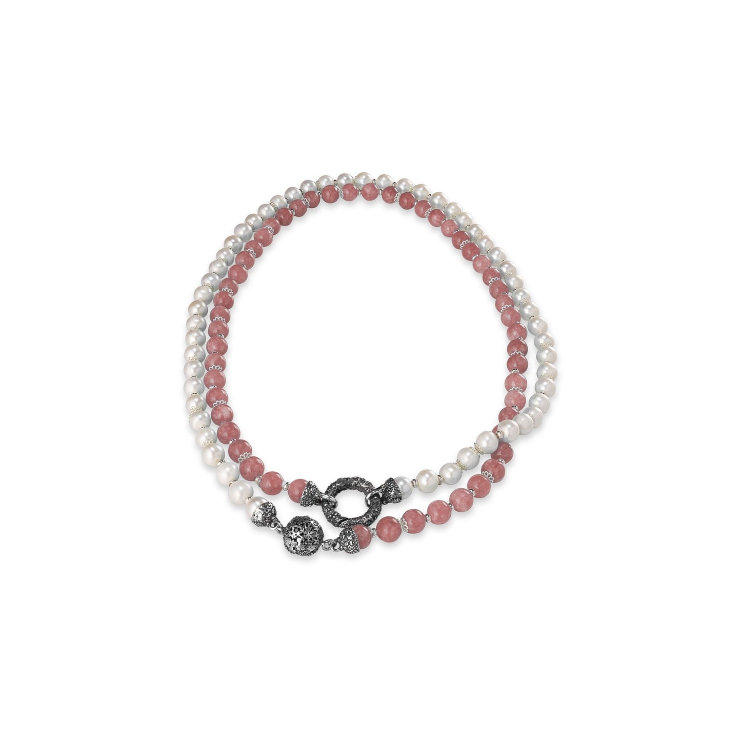 Collana con Perle e Pietre Rosa 28015ros