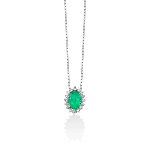 Collana Gemme Preziose con Diamanti e Smeraldo CLD4578