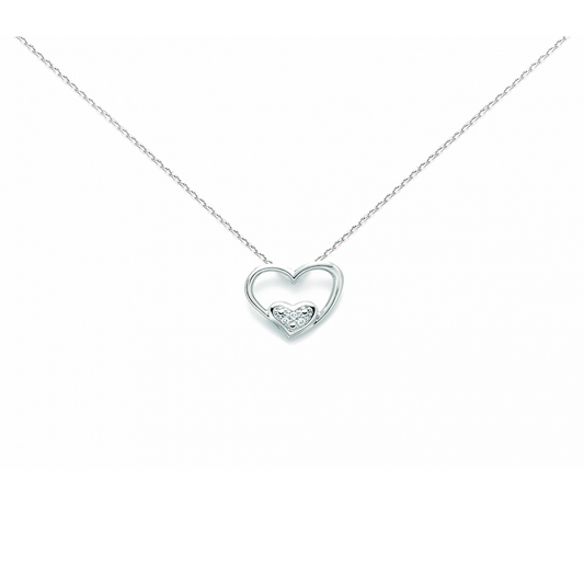 Collar Corazón en Oro Blanco y Diamantes CLD4259